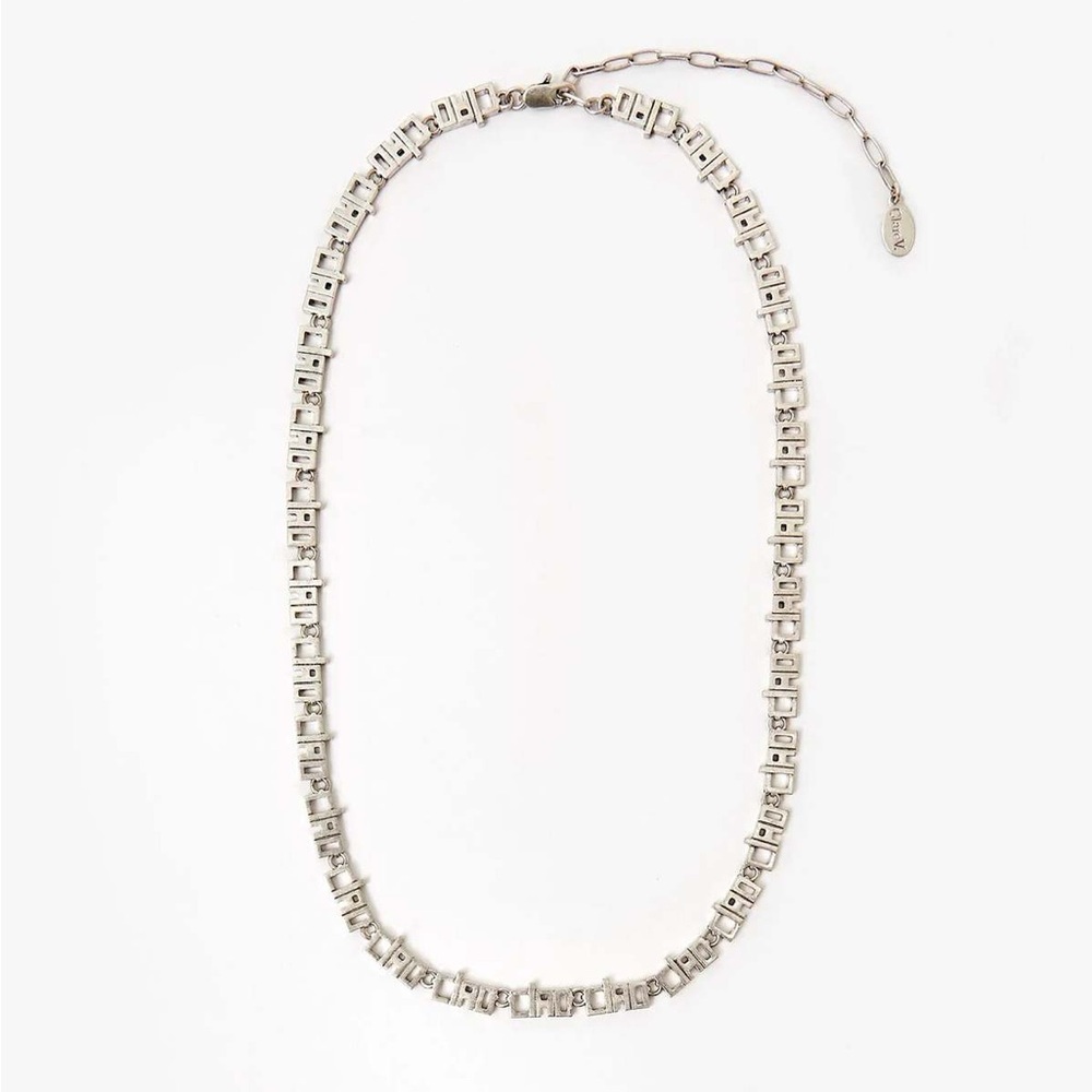 Contemporary Silver-Link Square Chain Necklace - image 2